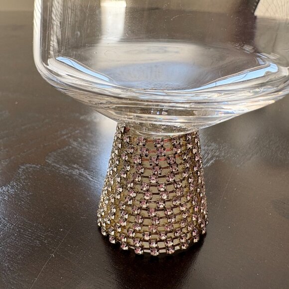 Rhinestone Bling Base Silver Rim Crystal Cordial Glasses - Set of 8 - Picture 4 of 4